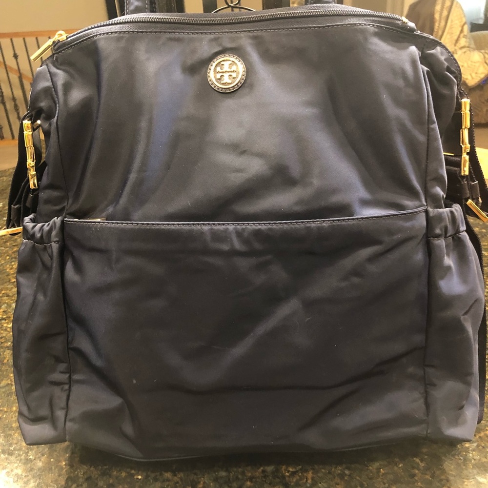 TORY BURCH DIAPER BAG NAVY like new